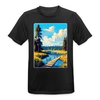 Bory Tucholskie Poland Vintage Travel Poster WPA - Men's Breathable T-Shirt - black - Front - AI Model Male 178 light (178cm)