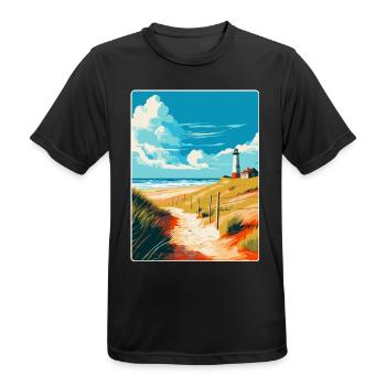 Insel Sylt Deutschland Vintage Reiseplakat Souvenir - Männer T-Shirt atmungsaktiv - Schwarz - Vorne - AI Model Male 178 light (178cm)