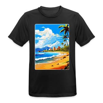 Playa De Las Americas Espagne Affiche de voyage vintage - T-shirt respirant Homme - noir - Devant - AI Model Male 178 light (178cm)