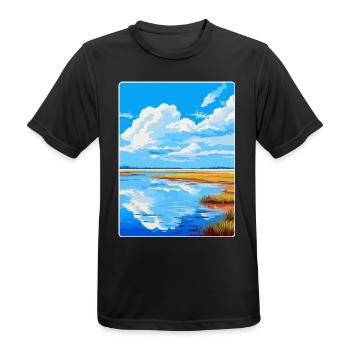 Niedersächsisches Wattenmeer Deutschland Vintage Reiseplakat - Männer T-Shirt atmungsaktiv - Schwarz - Vorne - AI Model Male 178 light (178cm)