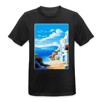 Milos Grèce Vintage Affiche de voyage WPA Souvenir - T-shirt respirant Homme - noir - Devant - AI Model Male 178 light (178cm)
