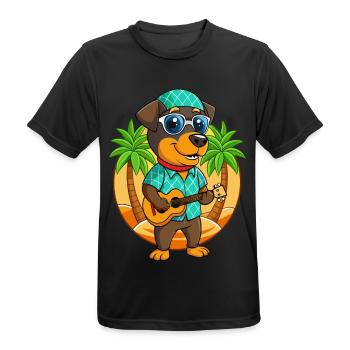 Drôle de Rottweiler Chien Lunettes de soleil de plage d’été - T-shirt respirant Homme - noir - Devant - AI Model Male 178 light (178cm)