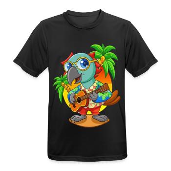 Drôle de perroquet d’été plage lunettes de soleil hawaïenne - T-shirt respirant Homme - noir - Devant - AI Model Male 178 light (178cm)