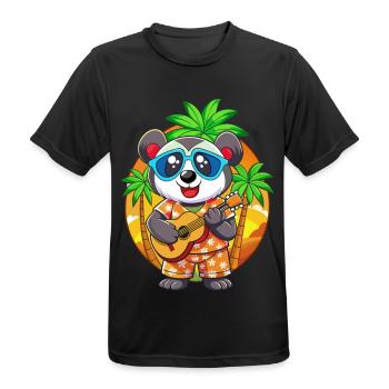 Lustige Panda Cartoon Sommer Strand Sonnenbrille Gitarre - Männer T-Shirt atmungsaktiv - Schwarz - Vorne - AI Model Male 178 light (178cm)