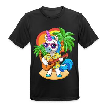 Lustige Einhorn Cartoon Sommer Strand Sonnenbrille - Männer T-Shirt atmungsaktiv - Schwarz - Vorne - AI Model Male 178 light (178cm)