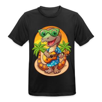 Drôle Serpent Dessin Animé Plage D’été Lunettes De Soleil Guitare - T-shirt respirant Homme - noir - Devant - AI Model Male 178 light (178cm)