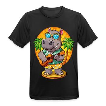 Lustige Nilpferd Cartoon Sommer Strand Sonnenbrille Gitarre - Männer T-Shirt atmungsaktiv - Schwarz - Vorne - AI Model Male 178 light (178cm)