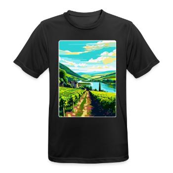 Affiche de voyage vintage de la vallée de la Moselle en Allemagne WPA - T-shirt respirant Homme - noir - Devant - AI Model Male 178 light (178cm)