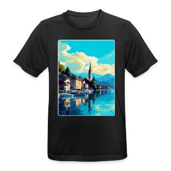 Bregenz Autriche Affiche de voyage vintage souvenir WPA - T-shirt respirant Homme - noir - Devant - AI Model Male 178 light (178cm)