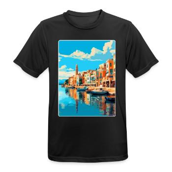 Rethymno Griechenland Vintage Reiseplakat Souvenir WPA - Männer T-Shirt atmungsaktiv - Schwarz - Vorne - AI Model Male 178 light (178cm)