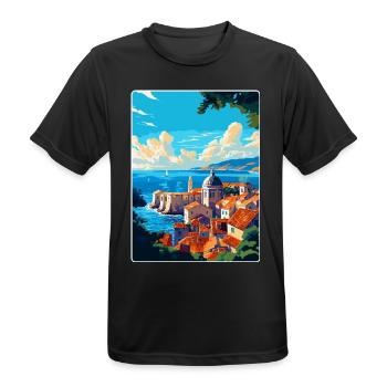 Dubrovnik Kroatien Vintage Reiseplakat Souvenir - Männer T-Shirt atmungsaktiv - Schwarz - Vorne - AI Model Male 178 light (178cm)