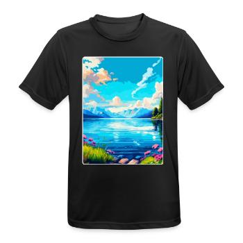Lac Léman Suisse France Affiche de voyage WPA - T-shirt respirant Homme - noir - Devant - AI Model Male 178 light (178cm)