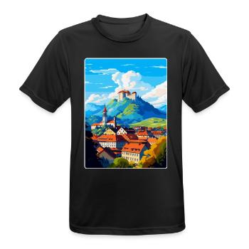 Ljubljana Slovénie Affiche de voyage vintage souvenir - T-shirt respirant Homme - noir - Devant - AI Model Male 178 light (178cm)