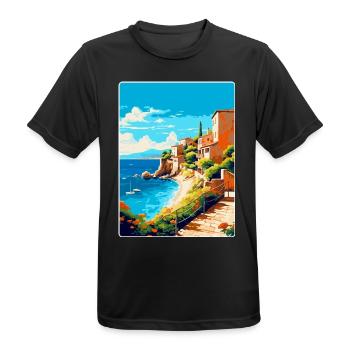 Costa Brava Spanien Vintage Reiseplakat Souvenir - Männer T-Shirt atmungsaktiv - Schwarz - Vorne - AI Model Male 178 light (178cm)