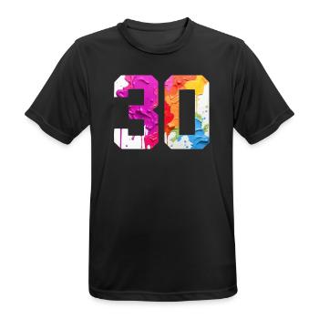 FARBIG NUMMER 30 BUNT 30. GEBURTSTAG - Männer T-Shirt atmungsaktiv - Schwarz - Vorne - AI Model Male 178 light (178cm)
