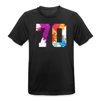 FARBIG NUMMER 70 BUNT 70. GEBURTSTAG - Männer T-Shirt atmungsaktiv - Schwarz - Vorne - AI Model Male 178 light (178cm)