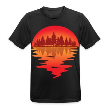 Sonnenuntergang am Waldsee - Männer T-Shirt atmungsaktiv - Schwarz - Vorne - AI Model Male 178 light (178cm)