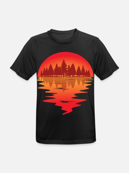 Sunset at the forest lake - Men's Breathable T-Shirt - black