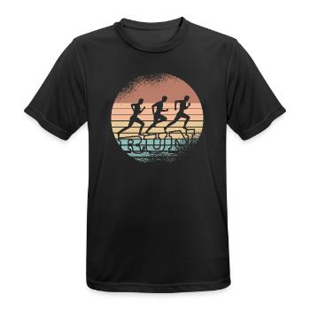 Retro-Sonnenuntergang Läufer-Trio - Männer T-Shirt atmungsaktiv - Schwarz - Vorne - AI Model Male 178 light (178cm)