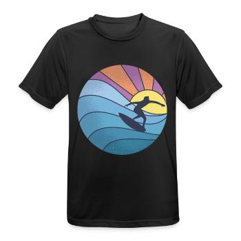 Sonne Meer Wellenreiten - Männer T-Shirt atmungsaktiv - Schwarz - Vorne - AI Model Male 178 light (178cm)