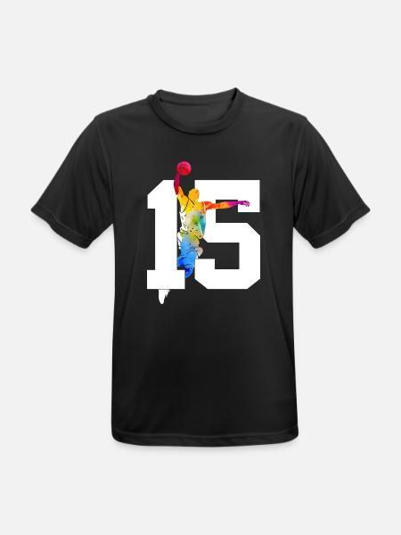 NUMMER 15 BASKETBALL 15. GEBURTSTAG - Männer T-Shirt atmungsaktiv - Schwarz