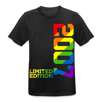 LGBTQ 2007 REGENBOGEN QUEER 18. GEBURTSTAG PRIDE - Männer T-Shirt atmungsaktiv - Schwarz - Vorne - AI Model Male 178 light (178cm)