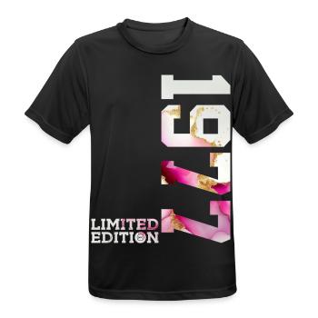 49TH BIRTHDAY 49 YEARS LIMITED EDITION 1977 - Men's Breathable T-Shirt - black - Front - AI Model Male 178 light (178cm)