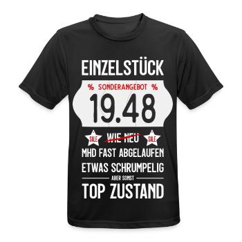 78. GEBURTSTAG 1948 EINZELSTÜCK PREISSCHILD - Männer T-Shirt atmungsaktiv - Schwarz - Vorne - AI Model Male 178 light (178cm)