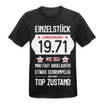 55. GEBURTSTAG 1971 EINZELSTÜCK PREISSCHILD - Männer T-Shirt atmungsaktiv - Schwarz - Vorne - AI Model Male 178 light (178cm)