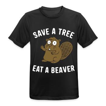 Brown Cartoon Beaver Forest Animal - Men's Breathable T-Shirt - black - Front - AI Model Male 178 light (178cm)