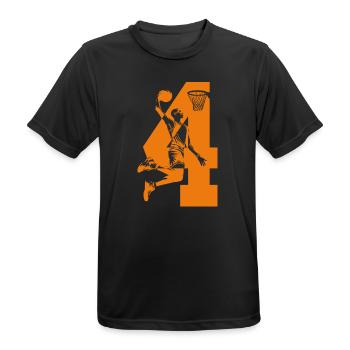 NUMMER 4 BASKETBALL 4. GEBURTSTAG - Männer T-Shirt atmungsaktiv - Schwarz - Vorne - AI Model Male 178 light (178cm)