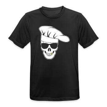 Crâne avec lunettes de soleil, toque de chef - T-shirt respirant Homme - noir - Devant - AI Model Male 178 light (178cm)