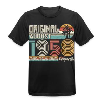 August 1958 anniversaire August 1958 cadeau - T-shirt respirant Homme - noir - Devant - AI Model Male 178 light (178cm)