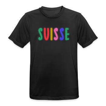 SUISSE. PAYS - T-shirt respirant Homme - noir - Devant - AI Model Male 178 light (178cm)