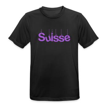 SUISSE. PAYS. GENEVE. SUISSE. HUMOUR - T-shirt respirant Homme - noir - Devant - AI Model Male 178 light (178cm)