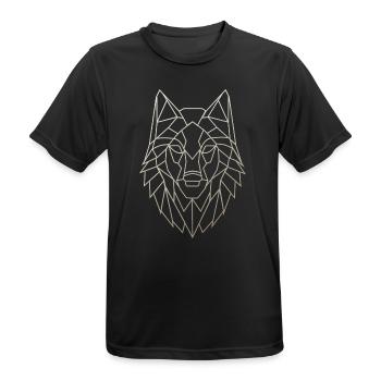 Tête de loup géométrique - T-shirt respirant Homme - noir - Devant - AI Model Male 178 light (178cm)