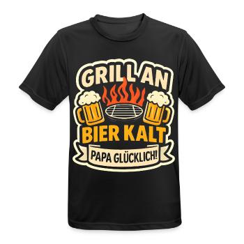 Grill Papa Bier Kalt Warm - Männer T-Shirt atmungsaktiv - Schwarz - Vorne - AI Model Male 178 light (178cm)