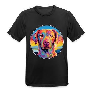 Alano Español Hunderasse Bunt Karikatur Watercolo - Männer T-Shirt atmungsaktiv - Schwarz - Vorne - AI Model Male 178 light (178cm)