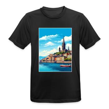 Santiago De Compostela Spanien Vintage Reiseposter - Männer T-Shirt atmungsaktiv - Schwarz - Vorne - AI Model Male 178 light (178cm)