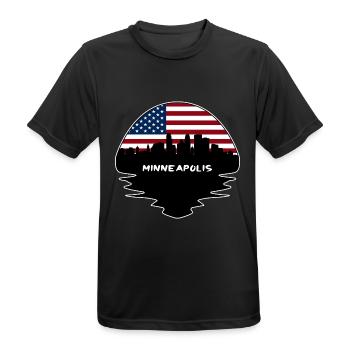 Minneapolis Minnesota USA Flagge Skyline Silhouette - Männer T-Shirt atmungsaktiv - Schwarz - Vorne - AI Model Male 178 light (178cm)