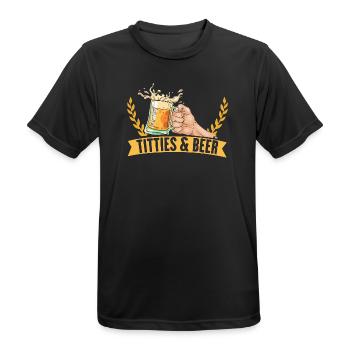 Titties Beer - Nur hier für Bier - Männer T-Shirt atmungsaktiv - Schwarz - Vorne - AI Model Male 178 light (178cm)