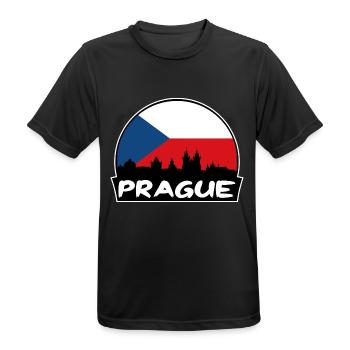 Prag Tschechien Flagge Skyline Silhouette Reisen - Männer T-Shirt atmungsaktiv - Schwarz - Vorne - AI Model Male 178 light (178cm)