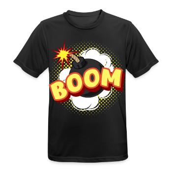 Comic BOOM Bombe Cartoon Geschenk - Männer T-Shirt atmungsaktiv - Schwarz - Vorne - AI Model Male 178 light (178cm)