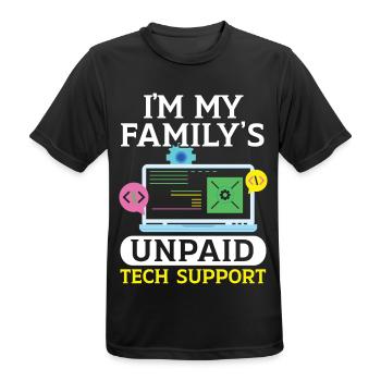 I'm My Family's Unpaid Tech Support Tech Support - Männer T-Shirt atmungsaktiv - Schwarz - Vorne - AI Model Male 178 light (178cm)