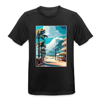 South Beach Florida Vintage Reiseposter Souvenir - Männer T-Shirt atmungsaktiv - Schwarz - Vorne - AI Model Male 178 light (178cm)