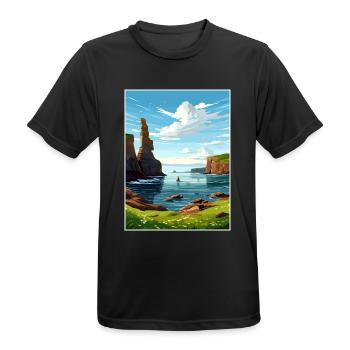 Duncansby Stacks Schottland Vintage-Reiseposter - Männer T-Shirt atmungsaktiv - Schwarz - Vorne - AI Model Male 178 light (178cm)
