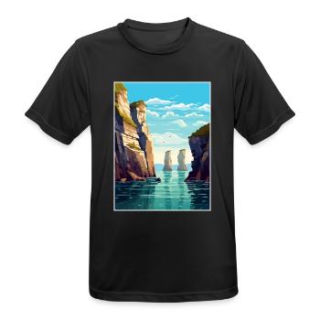 Stack Rocks Pembrokeshire Vintage Reiseposter - Männer T-Shirt atmungsaktiv - Schwarz - Vorne - AI Model Male 178 light (178cm)