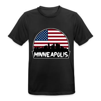 Minneapolis Minnesota USA Flagge Skyline Silhouette - Männer T-Shirt atmungsaktiv - Schwarz - Vorne - AI Model Male 178 light (178cm)