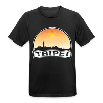 Taipeh Taiwan Skyline Vintage Sonnenuntergang Reise Souven - Männer T-Shirt atmungsaktiv - Schwarz - Vorne - AI Model Male 178 light (178cm)