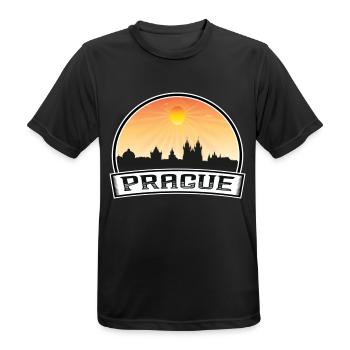 Prag Tschechien Skyline Vintage Sunset Travel Souve - Männer T-Shirt atmungsaktiv - Schwarz - Vorne - AI Model Male 178 light (178cm)